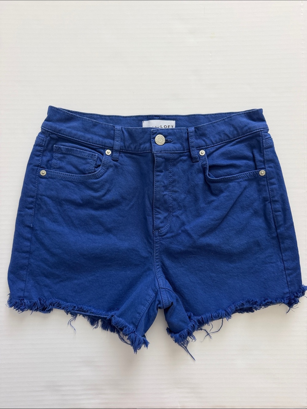 LOFT Cobalt Blue Frayed Hem Denim Shorts size 2
